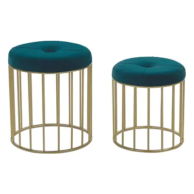 Stool LUBBOCK Teal Velvet