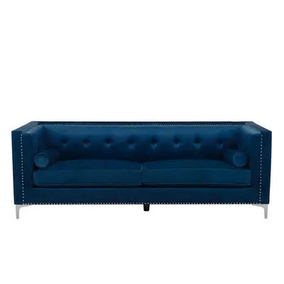 3 Seater Velvet Sofa Navy Blue AVALDSENES