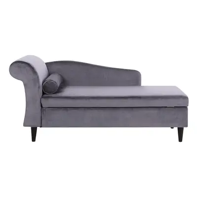 Left Hand Velvet Chaise Lounge Dark Grey LUIRO