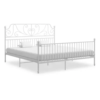 (white, x cm) vidaXL Bed Frame Metal Home Bedroom Bed Base Bedstead Mattress Foundation