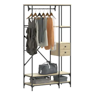 vidaXL Clothes Rack with Shelves Sonoma Oak Engineered Wood