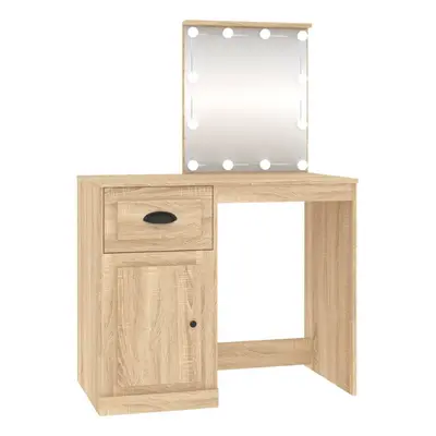 (sonoma oak, with led) vidaXL Dressing Table Vanity Desk Cosmetic Table Makeup Desk Engineered W