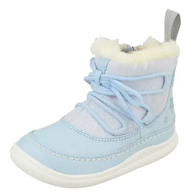 (Blue, UK 6.5 Infant) Girls Clarks DIsney Frozen Ankle Boots Cloud Throne - F Fit