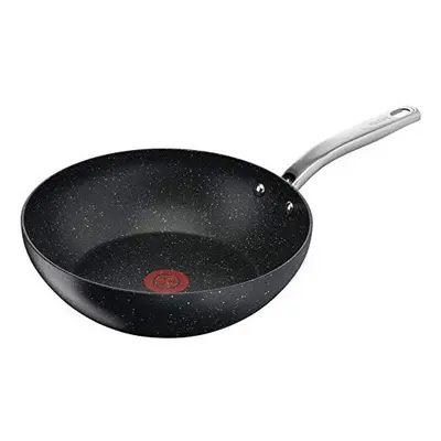 Tefal C6451942 Titanium Excel Wok Pan, Black Stone Effect, cm