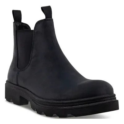 (10.5-11 (45EU), Black) ECCO Mens Grainer Water Repelent Leather Slip On Ankle Chelsea Boot - Bl