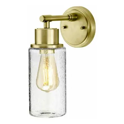 IP44 Wall Light Face Up or Down Bubble Glass Shade Brushed Brass LED E27 60W