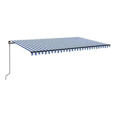 vidaXL Manual Retractable Awning with LED 500x350 cm Blue and White Outdoor