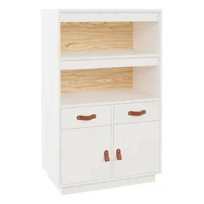 (White) vidaXL Solid Wood Pine Highboard Wooden Buffet Cabinet Cupboard Multi Colours