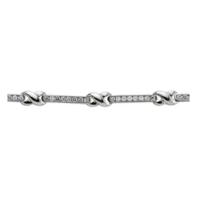 Jewelco London Ladies Sterling Silver Cubic Zirconia Infinity Kisses Tennis Bracelet 6mm inch - 