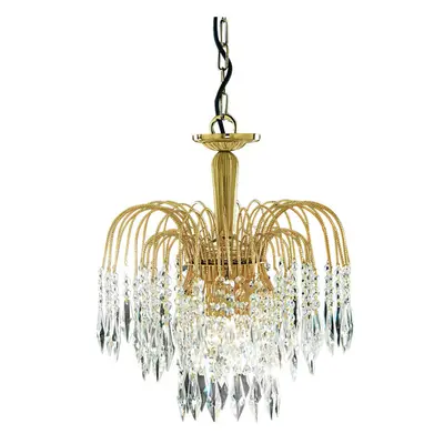 3 Light Gold Plated Waterfall Crystal Chandelier