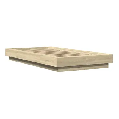 (sonoma oak, x cm) vidaXL Bed Frame and LED Lights Bed Base Mattress Foundation Engineered Wood