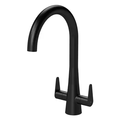 Kitchen Mono Mixer Tap with Lever Handles, 398mm - Matt Black