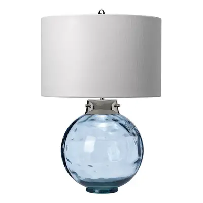 Table Lamp Hepplewhite Shade Highly Polished Nickel Glassware Blue LED E27 60W