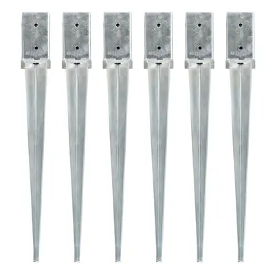 vidaXL 6x Ground Spikes Silver Galvanised Steel Garden Outdoor Soil Spear