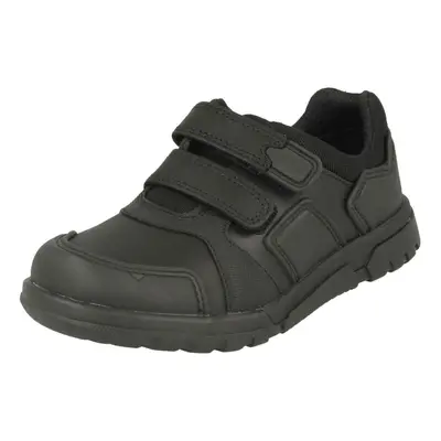 (UK Child, Black) Boys Clarks Hook & Loop School Shoes Blake Street - E Fit