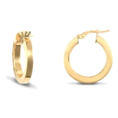 Jewelco London Ladies 9ct Yellow Gold Square Tube 3mm Hoop Earrings 20mm - JER458A