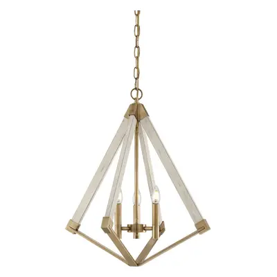 3 Bulb Chandelier Hanging Pendant LIght Weathered Brass LED E14 60W Bulb