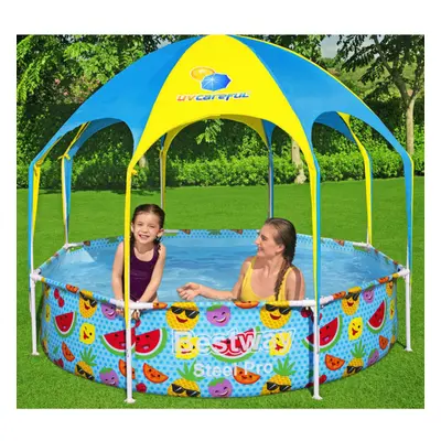 Bestway Steel Pro UV Careful Above Ground Pool for Kids Baby Sun Shade Canopy