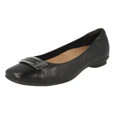 (UK 3, Black) Ladies Clarks Slip On Flat Shoes Candra Glare - E Fit