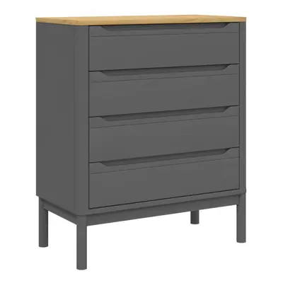 (grey) vidaXL Chest of Drawers Storage Drawer Cabinet Sideboard Grey Solid Wood Pine