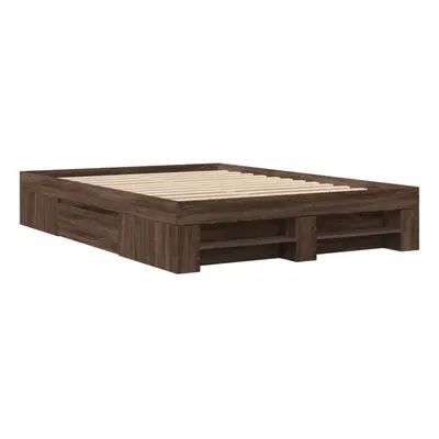 vidaXL Bed Frame Bed Base Home Bedstead Brown Oak 120x200 cm Engineered Wood