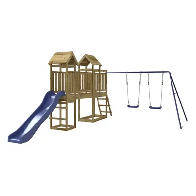 (Solid impregnated pinewood) vidaXL Outdoor Playset Wooden Playground Set Kids Swing Set Solid W