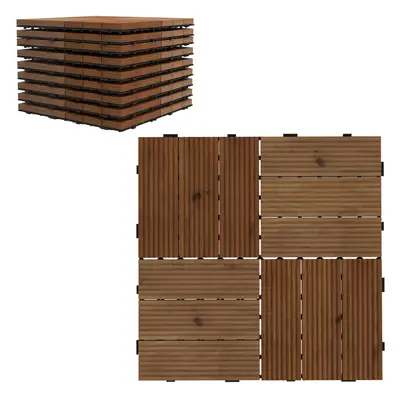 Outsunny Pcs Interlocking Flooring Tiles for Patio, Balcony, Hot Tub, Brown