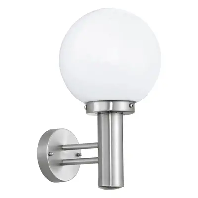 IP44 Outdoor Wall Light Stainless Steel Orb Shade 1x 60W E27 Bulb Porch Lamp