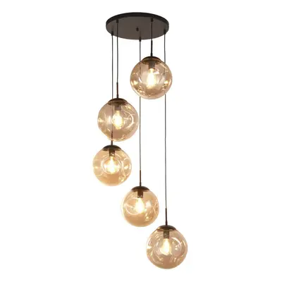 Searchlight Punch Light Multi,Drop Black, Champagne Punched Glass