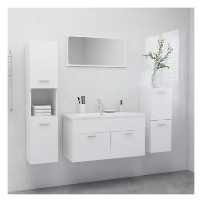 vidaXL Bathroom Furniture Set White Chipboard Wall Cabinet Bathroom Cupboard