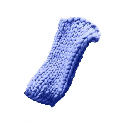 (Blue, M) Chunky Knitted Handmade Thick Blanket