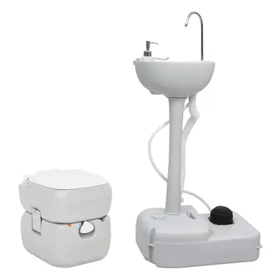 (50.5 x x cm) vidaXL Portable Camping Toilet and Handwash Stand Set Mobile Toilet Water Tank