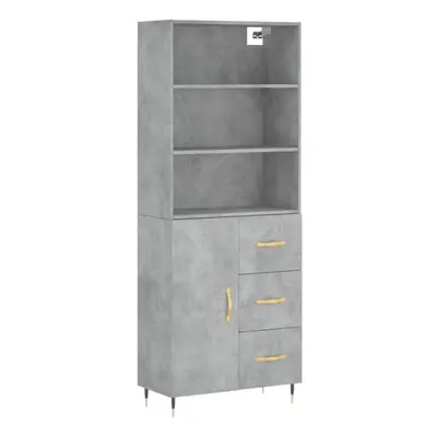 (concrete grey, door drawers) vidaXL Highboard Sideboard Storage Cabinet High Gloss White Engine