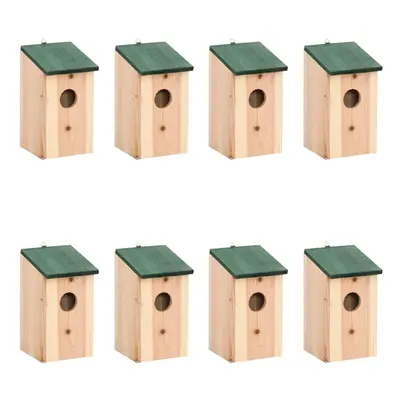 vidaXL 8x Bird Houses Wood 12x12x22 cm Pet Habitat Cage Nesting Box Station