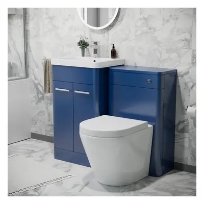 Nes Home Bathroom Royal Blue 500mm Vanity Unit, Basin,Rimless Toilet,WC unit Freestanding Furnit