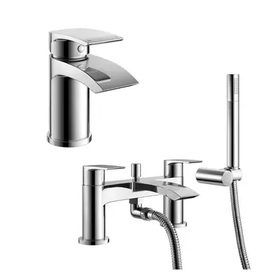 LIBRA WATERFALL BATHROOM TAP BASIN MONO MIXER BATH SHOWER MIXER SET SOLID BRASS