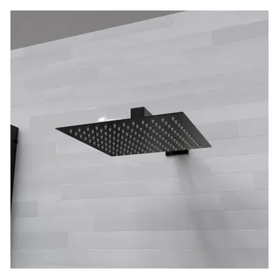 Nes Home 250mm Bathroom Rainfall Square Overhead Shower Slim Head Matte Black