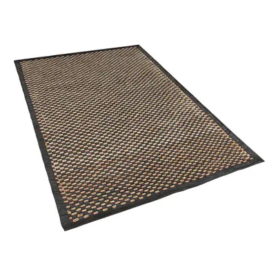 Leather Area Rug x cm Black and Beige GERCE