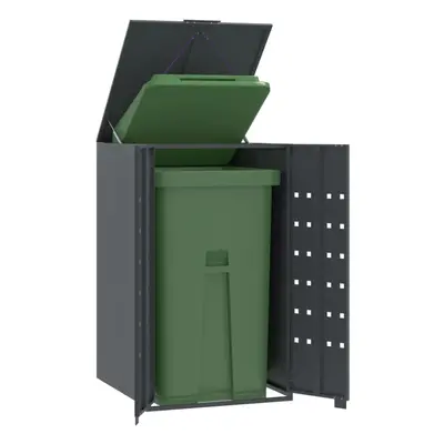 vidaXL Wheelie Bin Storage for Single Bin Rubbish Trash Cover Anthracite Steel