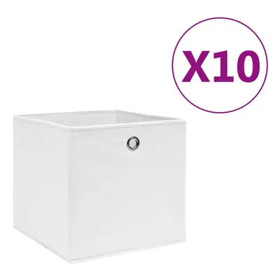 vidaXL 10x Storage Boxes Non-woven Fabric White Organiser Basket Container