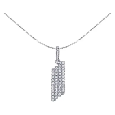 Jewelco London Ladies Sterling Silver Cubic Zirconia Pave Row Charm Necklace inch - GVP385