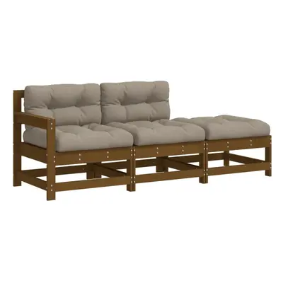 vidaXL Garden Lounge Set Sofa Piece with Cushions Honey Brown Solid Wood