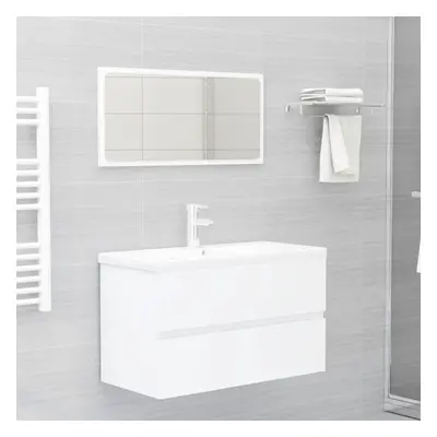 vidaXL Bathroom Furniture Set Piece White Chipboard Storage Cabinet Cupboard