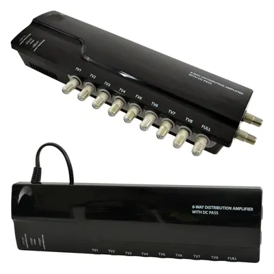 8 Way TV Aerial Distribution Amplifier 4G Amp Splitter Booster F type Coaxial DC