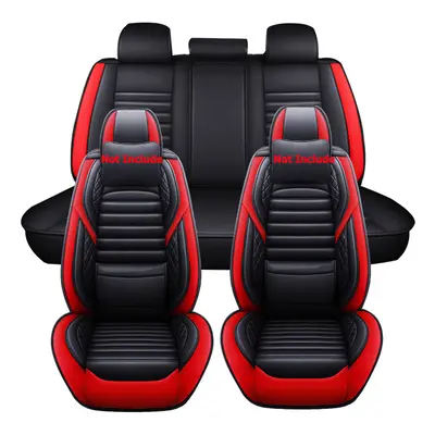 (Red & Black) 5D Universal Seats Car Full Seat Covers PU Leather Seat Cushion Non-slip Protector