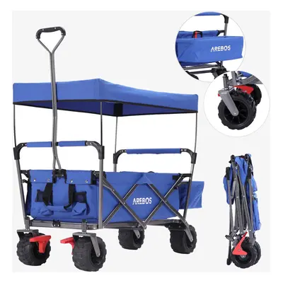 AREBOS Foldable handcart with roof | tool trolley incl. mesh pockets & one outer pocket | front 