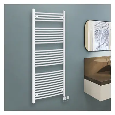 (1500x600mm, White) WarmeHaus Curved Thermostatic Electric Heated Towel Rail Warmer Radiator