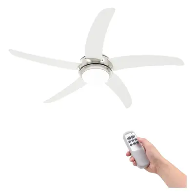 vidaXL Ornate Ceiling Fan with Light 128cm White Remote Control Speed Levels