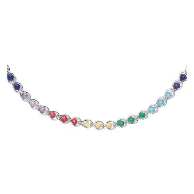 Jewelco London Ladies Sterling Silver Rainbow Sphere Crystal Rainbow Balls Tears of Joy Chain Ne