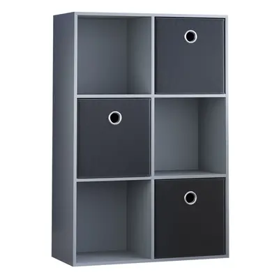 (Grey, Black) Durham Cube Shelf Drawer Bookcase with Baskets